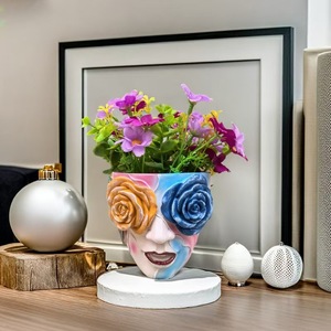 <span class=keywords><strong>Maceta</strong></span> <span class=keywords><strong>de</strong></span> resina hecha a mano con cara colorida para <span class=keywords><strong>mujer</strong></span>, <span class=keywords><strong>maceta</strong></span> para <span class=keywords><strong>cabeza</strong></span>, <span class=keywords><strong>maceta</strong></span> para plantas suculentas - Product Image 4