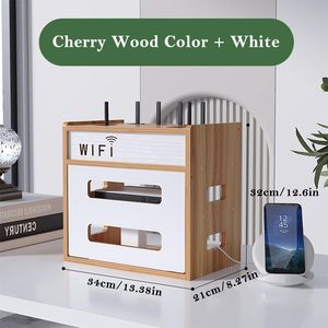 Organizador de Cables, Estante de Madera para Enrutador, <span class=keywords><strong>Caja</strong></span> Impermeable para Enrutador, para Oficina y Hogar - Product Image 4