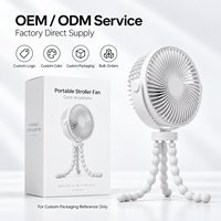 Ventilateur portable Octopus Clip USB rechargeable, mini-ventilateur en plastique avec moteur sans balais 5V, autonomie de 4 à 9h pour poussette, bureau et extérieur