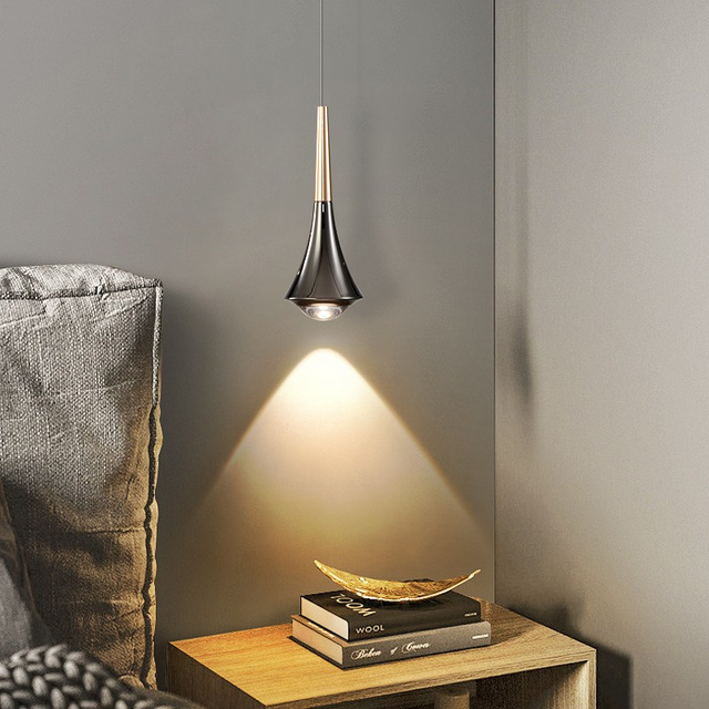 Modern Minimalist LED Pendant Light Gold Kitchen Living Room Ceiling Chandelier Adjustable Height Small Size Bedroom Decorative