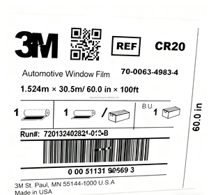 原装3m窗色薄膜CR15% 20% 75% 纳米陶瓷IRR99高绝缘防紫外线护理预切色调自动黑色60*100英尺卷 - Product Image 1