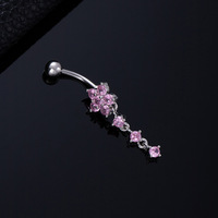 Vente en gros de bijoux fantaisie pendantes pour femmes, anneaux de nombril de créateur en zircon, piercing de nombril flottant en acier inoxydable 316L