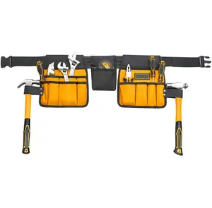 BSCI-Cinturón de cintura ajustable para electricistas, cinturón de herramientas de construcción con logotipo personalizado de fábrica