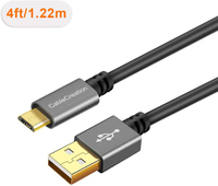 Câble Micro USB rétractable CableCreation, cordon de charge tressé en TPE, doré pour Android, Kindle, manette PS4