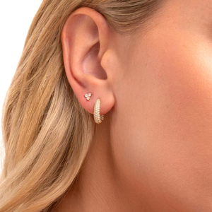 Boucles d'oreilles en diamant de laboratoire de qualité supérieure avec une belle étincelle en or massif 14 carats - Product Image 4