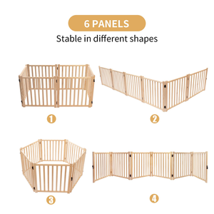 Gerbang hewan peliharaan kayu berdiri bebas tidak memerlukan <span class=keywords><strong>cat</strong></span> untuk pintu tangga dalam ruangan penghalang anjing pagar rintangan - Product Image 3