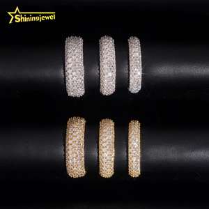 완전히 아이스 아웃 3 ~ <span class=keywords><strong>5</strong></span> 행 Moissanite 반지 남자 여자 힙합 보석 사용자 정의 Moissanite 반지 약혼 결혼식 매일 착용 - Product Image 5