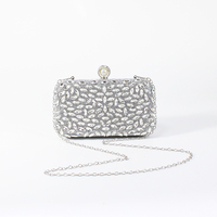 Pochette de soirée de luxe pour femme, motif feuille entière, avec cadre en strass, fermoir perle et diamant, sac à bandoulière pour gala, cocktail et bal de promo