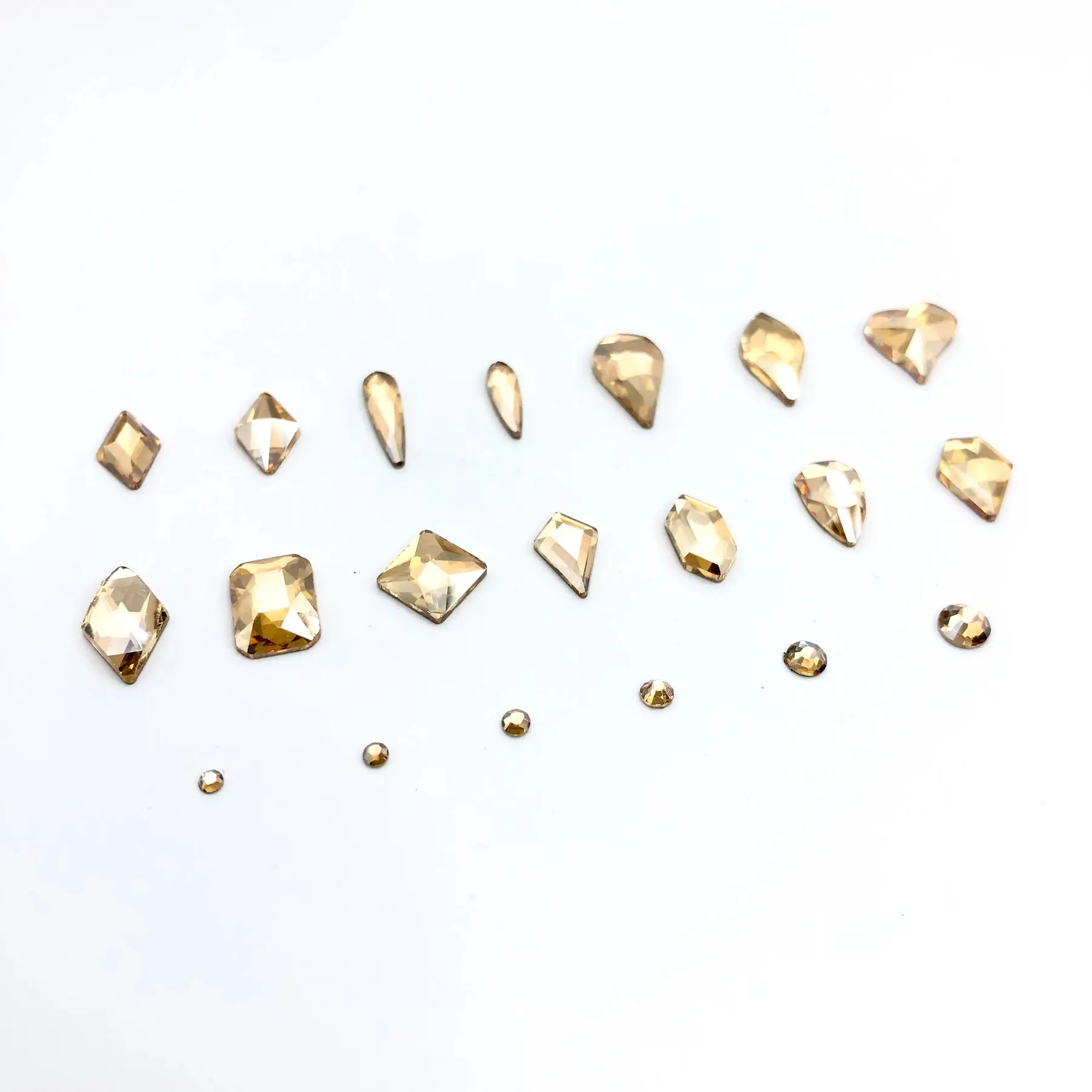 Berlian Imitasi Seni Kuku Kristal Campuran Bentuk Pipih Seni Kuku Berlian Imitasi untuk Kuku Aksesori Kristal Berlian Imitasi