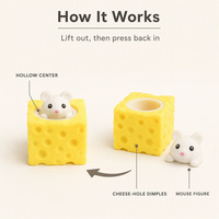 Jouet anti-stress en forme de souris en fromage à presser, jouet mignon pour enfants et adultes, cadeau de fête