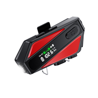 Casque de moto avec interphone double personne V5.3, lumière LED, étanche IPX6, réduction de bruit ENC, Type-C, sur oreille, carte TF 128M-128G, mains libres
