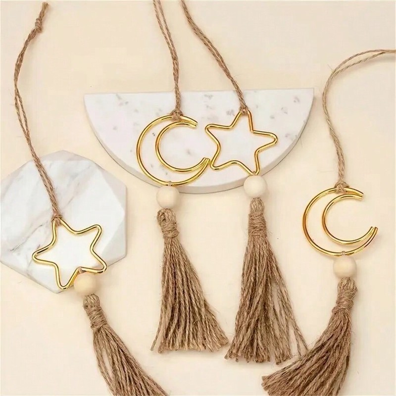 Nordic Style Metal Star Moon Pendant