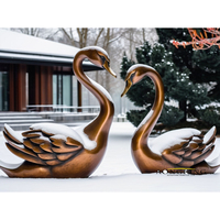 Grande sculpture décorative d'oiseau en métal, statue de héron en bronze de jardin grandeur nature pour décoration de jardin