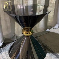 Meuble de salon de luxe moderne, nouveau design italien, noir avec or, table latérale en acier inoxydable, table basse
