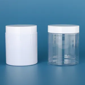 塑料罐制造商批发白色透明500毫升16盎司12盎司350毫升10盎司8盎司150毫升5盎司圆形容器带盖宠物罐