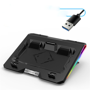 Support de Refroidissement Silencieux pour <span class=keywords><strong>Ordinateur</strong></span> <span class=keywords><strong>Portable</strong></span> en Promotion, 7 Modes d'Éclairage LED, Vitesse du Vent Réglable, Deux Grands Ventilateurs, Support de Refroidissement pour <span class=keywords><strong>Ordinateur</strong></span> <span class=keywords><strong>Portable</strong></span> Réglable de 5 à 22 cm - Product Image 5