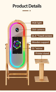 Machine à photomaton rétro vintage classique en bois avec écran tactile de 21,5 pouces, miroir <span class=keywords><strong>photo</strong></span>, photomaton magique en bois pour événements - Product Image 5