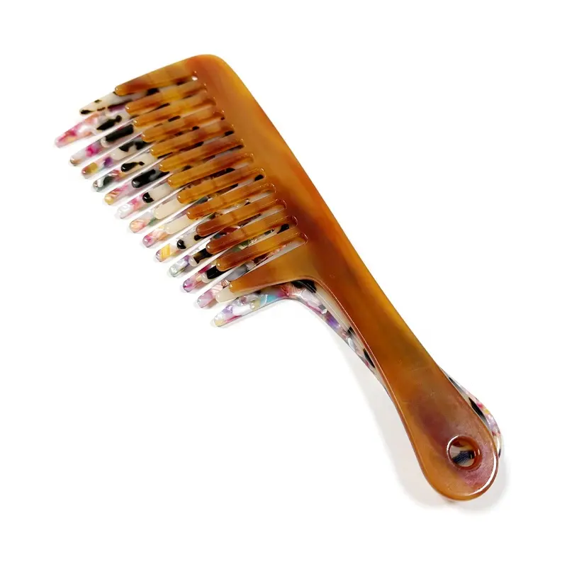 4mm d'épaisseur grand acétate de cellulose démêler les cheveux longs peignes peut Logo personnalisé démêlant large peigne à dents plates pour les femmes