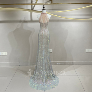 Vestido de Fiesta Formal o de Boda JFH103, Elegante, con Degradado de Color, Lentejuelas, Cuentas, Corte Sirena, Ajustado, con Cordones, Apliques de Cristal - Product Image 2
