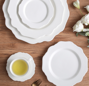 Vajilla de Cerámica Blanca en Forma de Girasol, Moderna, con Encaje Blanco, Duradera, de Porcelana Fina, Platos para Cena, para Bodas y Restaurantes - Product Image 4