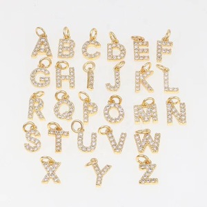 จี้ตัวอักษร A-Z คุณภาพสูง สแตนเลสสตีล ชุบทอง 14K ประดับเพชร จี้รูปแบบศาสนาสำหรับสร้อ<span class=keywords><strong>ย</strong></span>คอ โลหะผสมเซอร์คอน - Product Image 5
