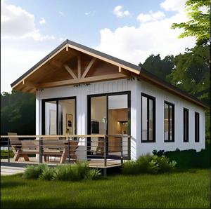 Modern Rustic Gable Roof Prefab <strong>House</strong> <strong>Wood</strong> Accented European Tropical Style Steel Material Portable for Scenic Living Kitchen - Product Image 3