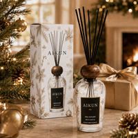 Diffuseur de parfum en rotin de luxe AIKUN, huile essentielle naturelle, sans flamme, logo imprimé, service personnalisé, pour cadeau de Noël