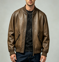 Veste en cuir d'agneau véritable marron pour homme, style décontracté, coupe-vent et respirante, motif à pois, directement de l'usine, marque de luxe (dupe)