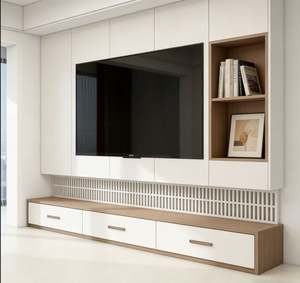 Meuble TV de salon modulaire en bois avec tiroirs et étagères – Vente directe usine à bas prix - Product Image 4