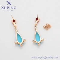 XUPING 18K Pendientes Largos de Diseño en Forma de Lágrima, Pendientes Glamurosos para Banquetes, Bodas, Fiestas Nocturnas