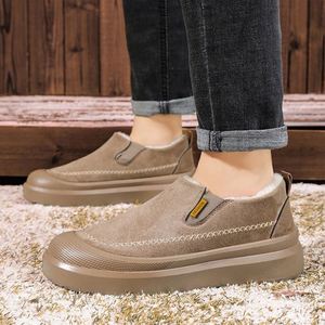 Nouvelles bottes courtes en toile pour hommes, chaudes et résistantes au froid, à enfiler, tendance mode, baskets à bout rond - Product Image 4