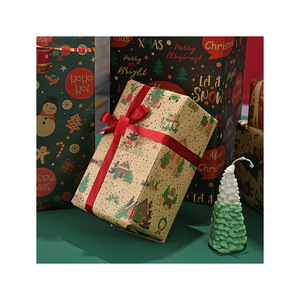 Papier d'emballage cadeau personnalisé avec logo en tissu Décorations de Noël Emballage en rouleau de papier pour fleurs - Product Image 4