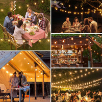Guirlande lumineuse LED solaire IP65 pour jardin, terrasse, mariage, extérieur, 7,5 m, 10 ampoules, télécommande, hôtel, Noël, décorative