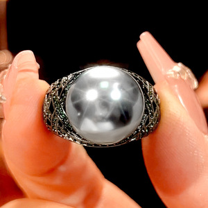 Anillo de Diamantes de Lujo Vintage de la Marca ZHENXUN, Base de Cobre con Baño de Oro Negro, Diseño Personalizado, Venta al por Mayor - Product Image 5