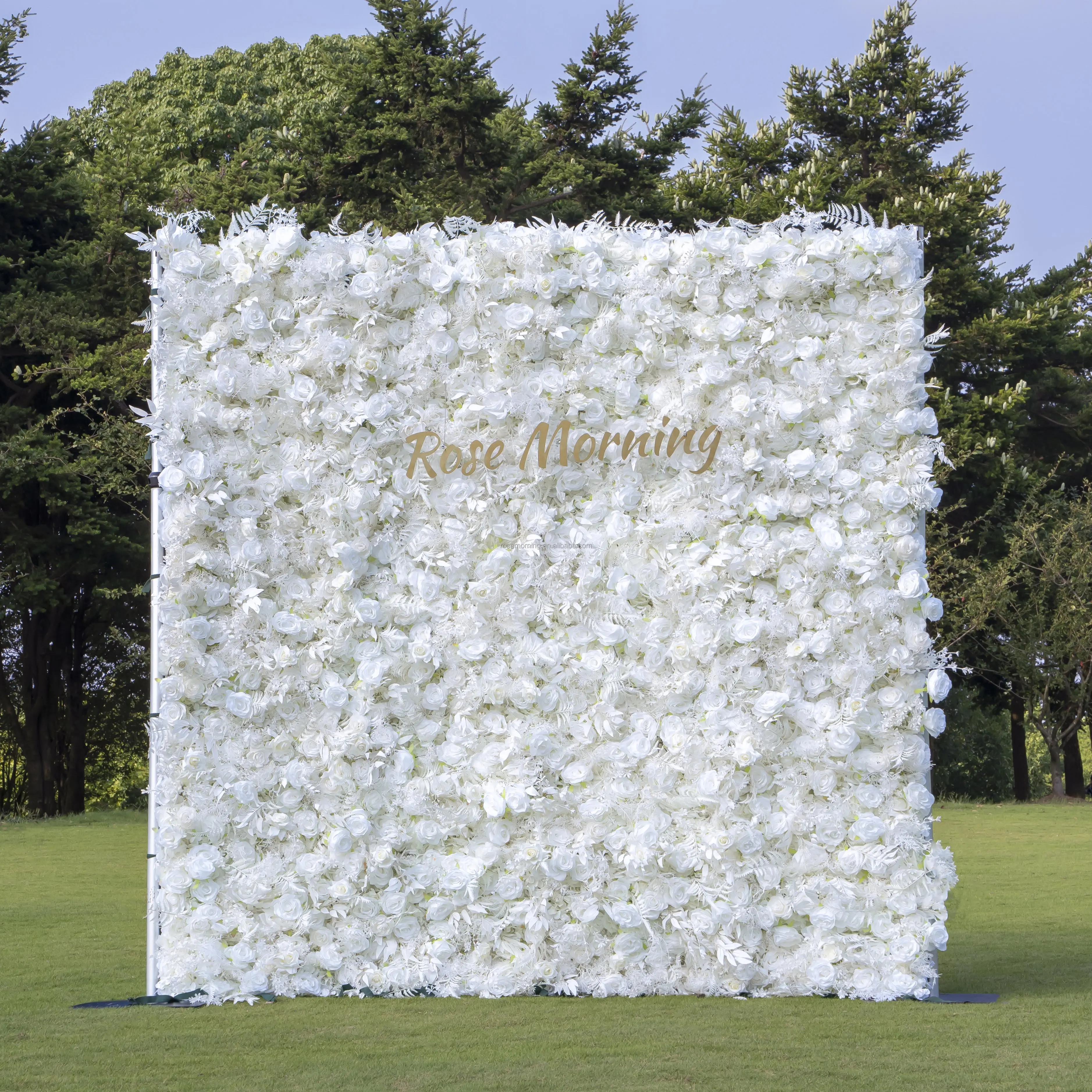 Wholesale Luxury Wedding Birthday Party Decoration 3D Rolled Up White Artificial Flower Panels Fower Walls