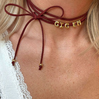 Nouveauté pour le commerce extérieur : Collier décoratif multi-couches avec breloque cœur en chaîne de bambou tressée, lettres bulles DIY (26 lettres)