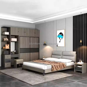 High Quality Low Priced Modern Apartment Bedroom Furniture Sets with Wooden Bed Wardrobe Dressing <b>Desk</b> TV <b>Cabinet</b> & Nightstands - Product Image 5