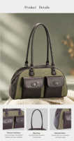 Sac à bandoulière en polyester léger grande capacité pour femme, style Boston, avec fermeture éclair