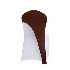 Housse de chaise demi-rembourrée en spandex bicolore marron, lavable, pour hôtel, mariage, banquet, vente en gros - Product Image 1
