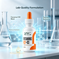 Formule OEM de gouttes de vitamine K2 D3 avec 200 mcg de K2 et 250 mcg de D3 dans de l'huile de coco pour le soutien osseux et immunitaire