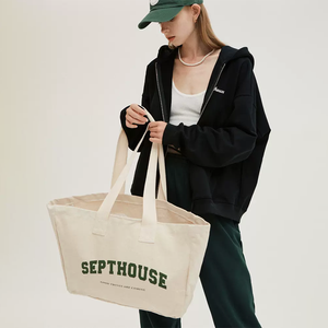 Bolsa de Lona Grande Personalizada al por Mayor, Bolso de Compras Reutilizable con Logotipo Impreso para el Uso Diario y Regalos Corporativos - Product Image 3