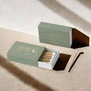 Grosir kotak lilin cocok Panjang Label pribadi buatan tangan sesuai pesanan khusus stoples kaca korek api