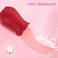 Original Rose Weiches Material USB-Vibrator Brustwarzen Anal Klitoris Stimulation Saugmassagegerät Realistische Zunge Frauen-Masturbator