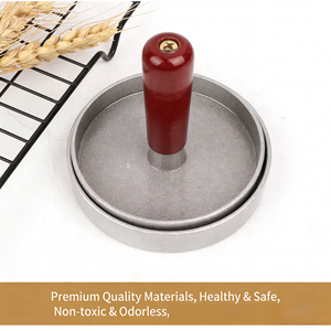 Prensa Manual para Hamburguesas Mini, <span class=keywords><strong>Fácil</strong></span> de Desmoldar, Antiadherente, con Mango de Madera, Molde de Aleación de Aluminio para Hacer Hamburguesas Caseras - Product Image 3