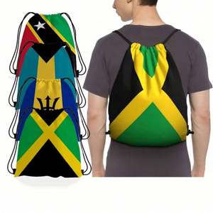 Waterproof Polyester Fashion Unisex National Flag Team Football Fans <b>Drawstring</b> <b>Backpack</b> for Soccer Italy Jamaica - Product Image 2