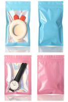 Sacs refermables holographiques transparents en Mylar de 3,5 g avec fermeture éclair, anti-odeur, en plastique noir, pour bonbons, pochettes d'emballage holographiques