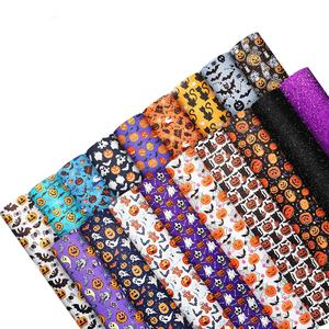 Nombre Marca Diseñador Faux Leather Fabrics Material By The Yard Rollos Impreso Halloween Faux Leather Halloween - Product Image 2