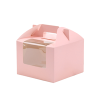 Vente en gros Boîte en papier kraft rose de luxe avec fenêtre avec logo personnalisé plastification mate et gaufrage pour emballage de pain mousse gâteau