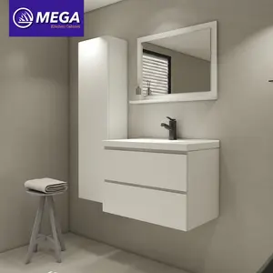 Yeni tasarım İskandinav Modern Minimalist çin PVC ayna tek vanity banyo lavabo ile özelleştirilmiş banyo dolabı