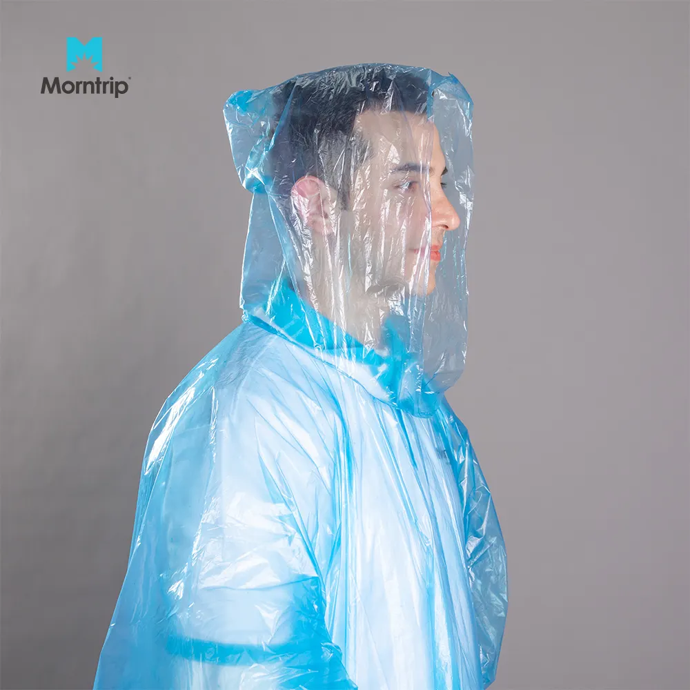 Hot Koop Wegwerp Regen Poncho Plastic Transparante Emergency Pe Regenjas Regenjas Gemakkelijk Te Dragen Outdoor Regenkleding Met Kap